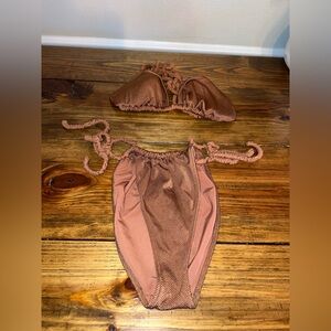 XXL Aerie Textured Brown Bikini Set -Cheekiest-
